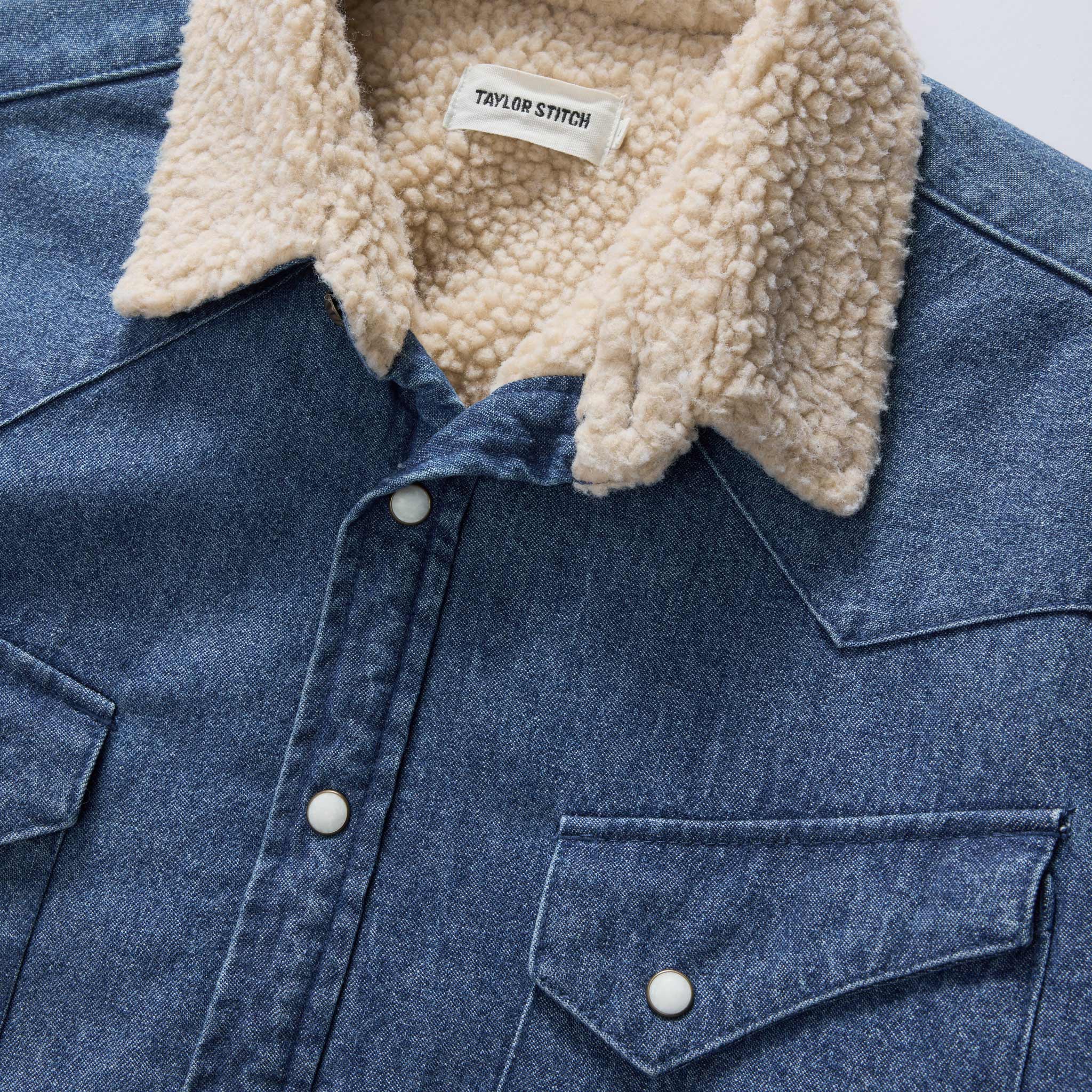 The Western Shirt Jacket in Washed Indigo - Image 6