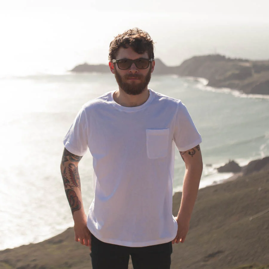 The Crewneck Pocket Tee in White - Image 4