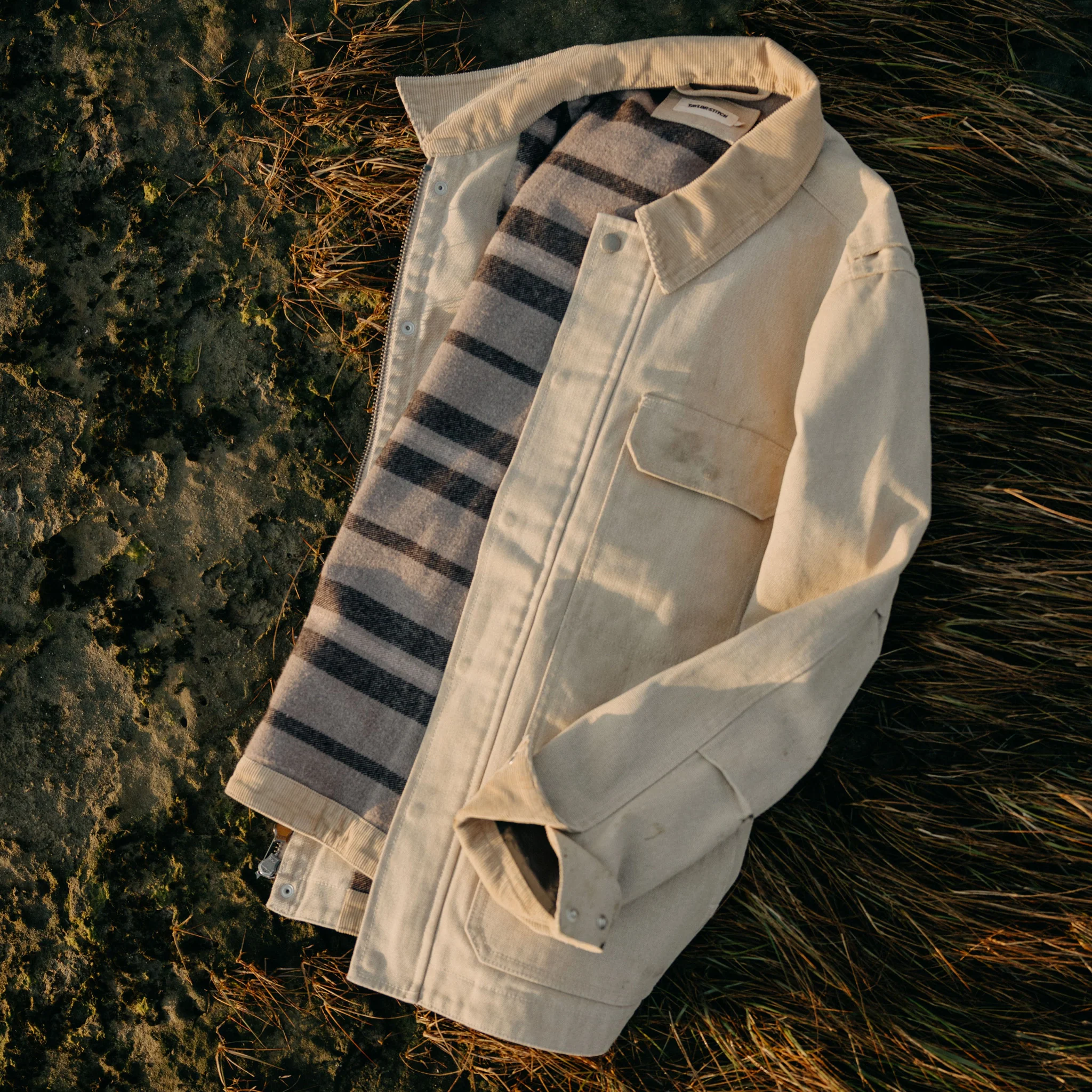 The Workhorse Utility Jacket in Light Khaki Chipped Canvas - Image 5