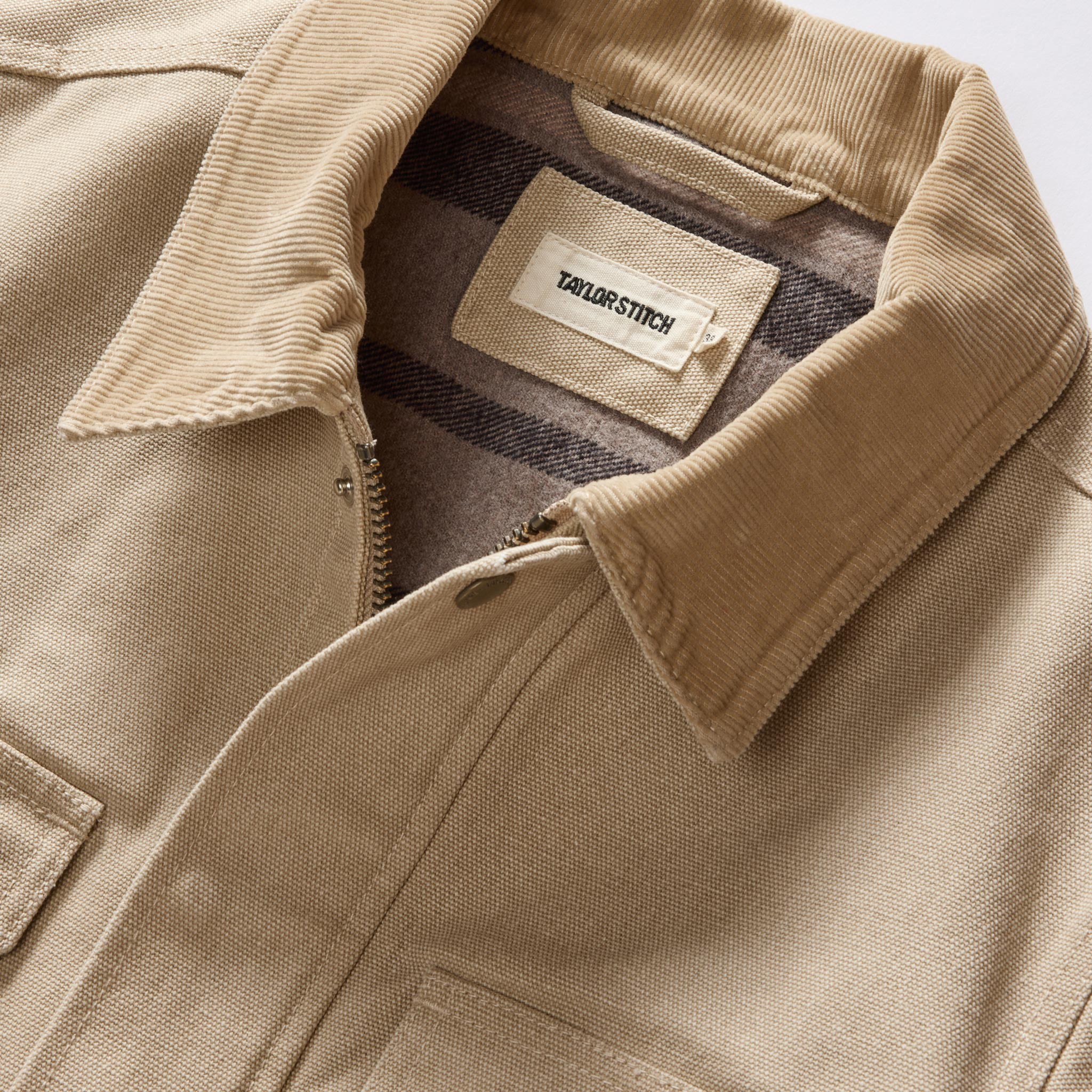 The Workhorse Utility Jacket in Light Khaki Chipped Canvas - Image 9