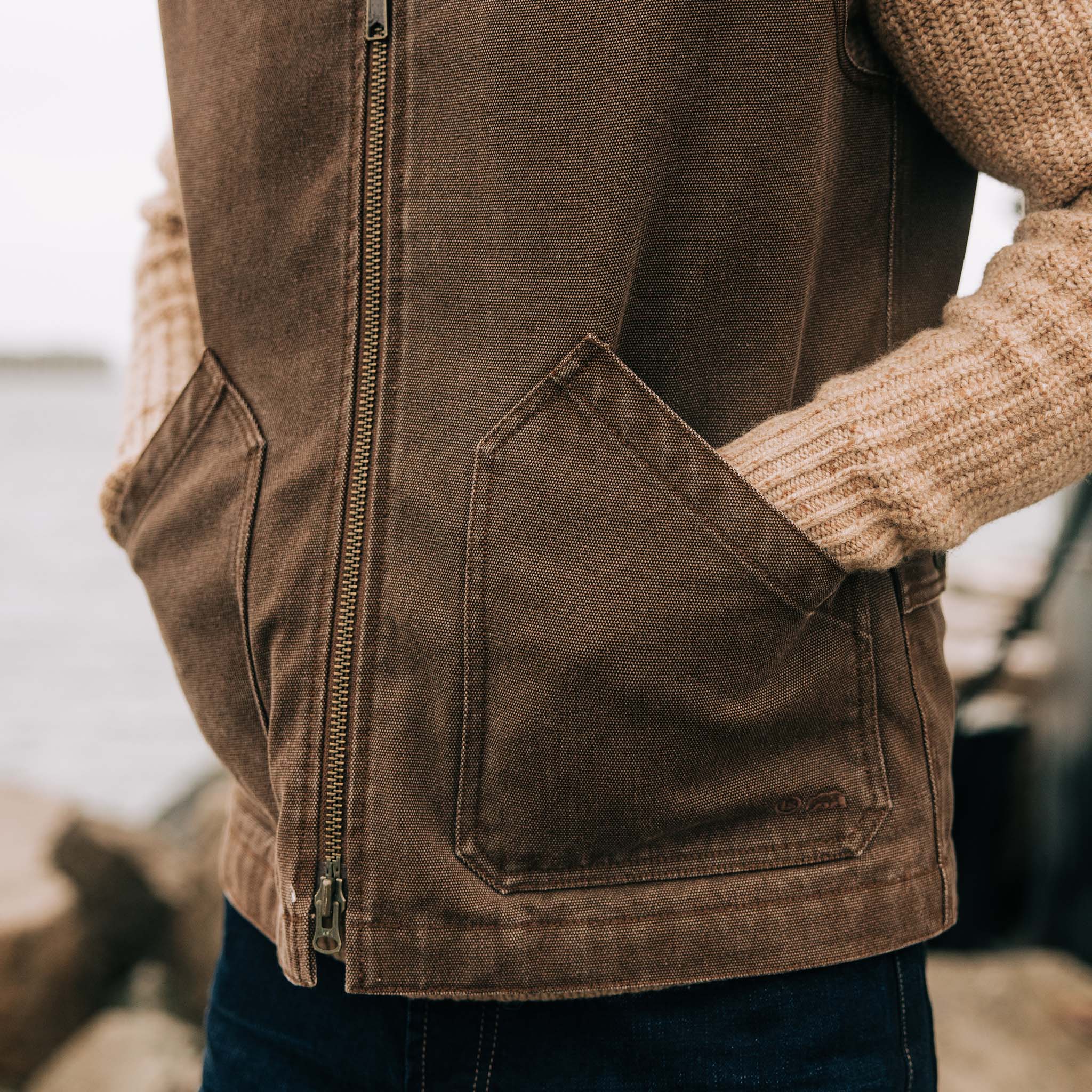 The Workhorse Vest in Aged Penny Chipped Canvas - Image 4